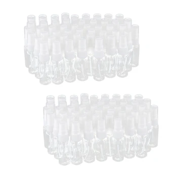 100 упаковок пустых прозрачных пластиковых бутылок для распыления мелкодисперсного тумана с салфеткой из микрофибры, контейнер многоразового использования объемом 20 мл