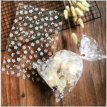 100шт Прозрачных пластиковых пакетов для вишневого печенья и конфет для свадьбы, дня рождения и упаковки для выпечки печенья