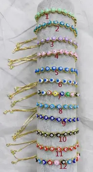 1шт Теннисный браслет с цветными глазами, счастливый браслет для женщин и девочек, регулируемый ювелирный подарок оптом
