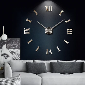 2022 Новое украшение для дома, большие 27/47-дюймовые зеркальные настенные часы, современный дизайн, 3D, сделай САМ, большие декоративные настенные часы, настенные часы, уникальный подарок