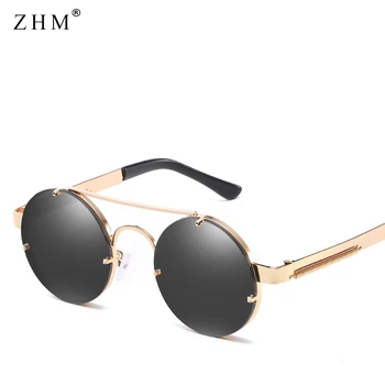 2022 Новые Ретро Круглые солнцезащитные очки в стиле стимпанк, женские Роскошные Популярные Металлические Весенние Солнцезащитные очки для мужчин, Солнцезащитные очки с большими зеркальными линзами