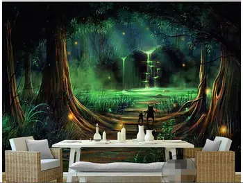 3d обои на заказ фото нетканая фреска Лесной водопад водные животные декоративная живопись обои для спальни для стен 3d
