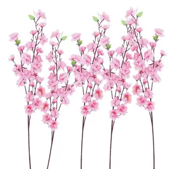 6 шт. имитация цветов персика Искусственные цветы шелковый цветок Декоративные цветы венки ветки искусственные листья цветок персика