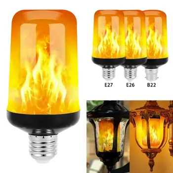 E27 E14 Светодиодная Лампа С Пламенем B22, Лампочки С Динамическим Эффектом Пламени AC85-265V, Креативные Свечи С Мерцающим Пламенем Для Домашнего Декора