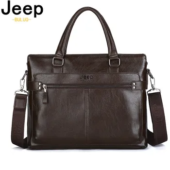 JEEP BULUO, мужские деловые сумки на плечо из искусственной кожи, трехцветная мужская сумка для документов, Кожаные портфели для ноутбуков, сумка