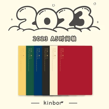 Kinbor 2023 Блокнот для планирования времени A5 из мягкой искусственной кожи Kawaii Для ведения дневника Блокнот 112 Листов Планировщик чистого цвета