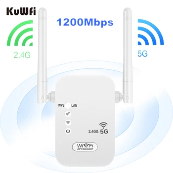 KuWFi 2,4 G и 5G WiFi Ретранслятор 1200 Мбит/с WiFi Расширитель Диапазона Беспроводной Усилитель сигнала с 2dBi Всенаправленной антенной LAN