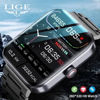 LIGE 1,90 дюймовый HD Экран Смарт-Часы Мужские Профессиональные Спортивные Смарт-Браслет Для Мониторинга артериального давления Температуры Мужские Умные Часы