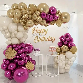 Makaron Детский розовый декор для Дня рождения, набор для гирлянды из воздушных шаров, Арка, Свадьба для девочек, День рождения, Фиолетовые воздушные шары, украшения для вечеринки в честь дня рождения