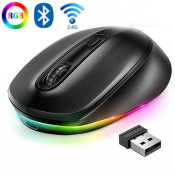 Missgoal 2.4G Беспроводная Мышь RGB Bluetooth Перезаряжаемые Мыши С Подсветкой Тихий Щелчок Игровой Мыши Регулируемый DPI Мышь Для ПК