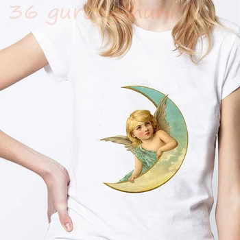 Moon angel топ, летние футболки с графическим рисунком, топы, футболка, винтажная футболка, женская футболка kpop, эстетическая одежда, femme