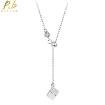 PuBang Fine Jewelry Настоящее серебро 925 пробы с высокоуглеродистым бриллиантом, изменяемое по размеру Ожерелье для женщин, свадебный подарок, бесплатная доставка