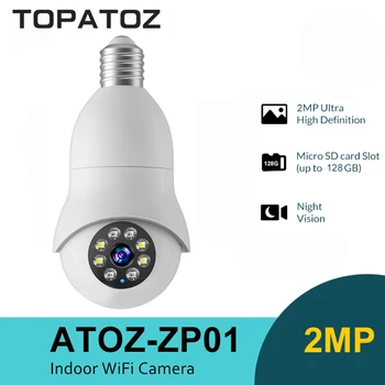TOPATOZ 5G 2,4 G Двухдиапазонная лампа E27 Камера 1080P HD для домашней безопасности, Ночное видение, Обнаружение движения, WiFi IP-камера