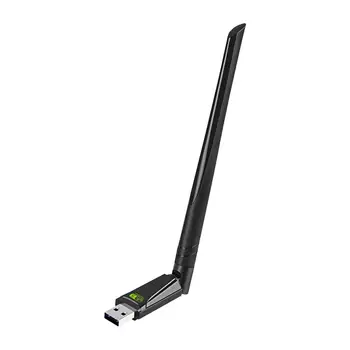 USB WiFi адаптер 802.11AC Подключи и играй с двухдиапазонной антенной с высоким коэффициентом усиления 5dBi, внешний приемник беспроводной сети для настольного ПК