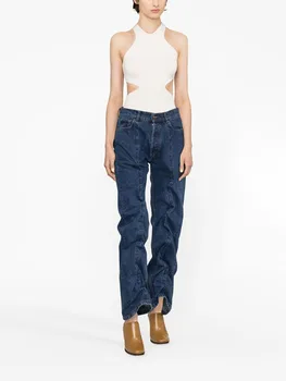 y2k весна и лето, выстиранная железная проволока, хлопковые тонкие джинсы произвольной формы, модные универсальные женские брюки с высокой талией