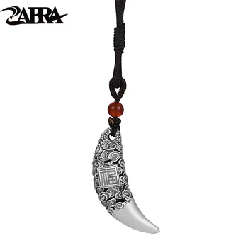 ZABRA Ретро 100% Подвеска из серебра 925 пробы, открытое ожерелье, Зуб волка, Серебряные украшения Для крутых мужчин, ювелирные изделия в стиле панк-рок