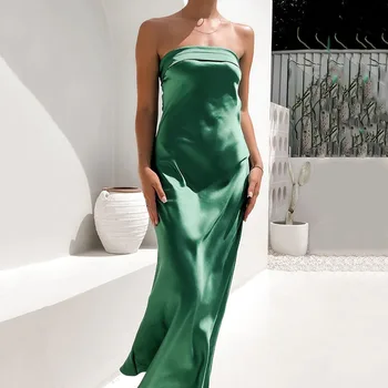Банкетный вечер в евро-американском стиле, драпированное платье Spice Girl 2023, летнее новое однотонное платье с открытой спиной и талией