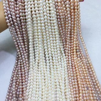 Бусины из натурального пресноводного жемчуга высокого качества, 36 см, перфорированные свободные бусины, женское ожерелье, браслет, производство 7-8 мм, 3 цвета