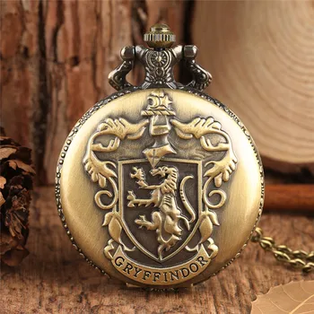 Винтажные мужские и женские кварцевые аналоговые карманные часы с римскими цифрами и цепочкой-ожерельем из бронзы с выгравированным львом