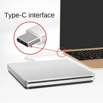 Внешний привод для записи DVD-дисков USB 3.0/Оптический привод Type-C с тонким слотом для проигрывания CD/DVD +/-RW-дисков USB C Superdrive для Mac/ Windows