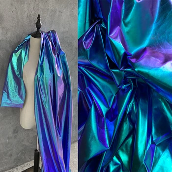 Волшебный Фиолетовый Синий Аврора Металлик, водонепроницаемый Модный Дизайнерский фон, Светоотражающая ткань, Ткань с блестками