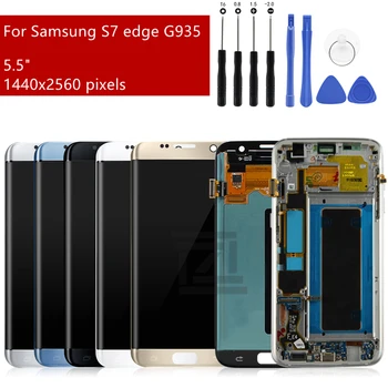 для Samsung Galaxy display S7 Edge ЖК-дисплей с Сенсорным экраном Дигитайзер в Сборе для samsung S7 Edge LCD G935F G935 с рамкой