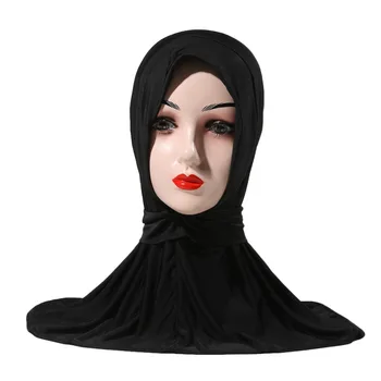 Дышащий мусульманский платок, готовый Хиджаб с застежкой-молнией, Капот, простые шейные платки, Женская шапка-тюрбан, Ислам под кепкой