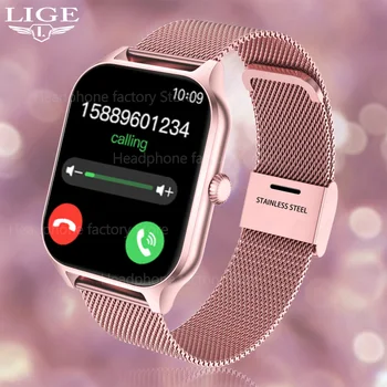 Женские Смарт-часы Lige Bluetooth Call с 1,83-дюймовым экраном, водонепроницаемым спортивным браслетом с частотой сердечных сокращений Для новых 2023 женщин Xiaomi Smartwatch