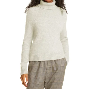 Женский вязаный свитер, весенне-осенний модный однотонный приталенный свитер, Женский повседневный свитер-водолазка с длинным рукавом, топ