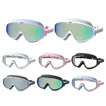 Защитные очки для взрослых с защитой от ультрафиолета, Очки для плавания в большой оправе, водонепроницаемые защитные очки для бассейна с прозрачным зрением