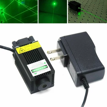 зеленый лазерный точечный модуль мощностью 532 нм 100 МВт с адаптером питания 12 В для длительного освещения рабочей комнаты