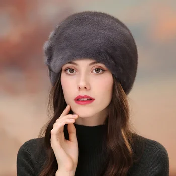 Зимняя утолщенная теплая меховая шапка, Женская модная высококачественная норковая шапка, Уличная роскошная меховая шапка рыбака с куполом