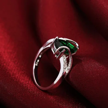 Красивые кольца из стерлингового серебра 925 пробы с зелеными хрустальными капельками воды для женщин, Размер 7 8, Модные Обручальные свадебные украшения