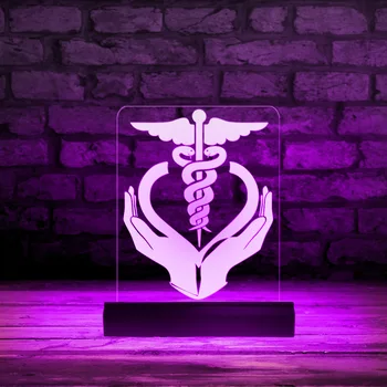 Медицинский Символ Кадуцей со светодиодным освещением, рекламная доска, вывеска врача, медсестры, Офис клиники, профессиональный настольный дисплей