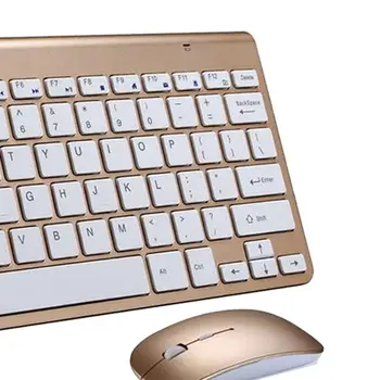 Мини-плоская бесшумная беспроводная клавиатура Mouse Combo Golden