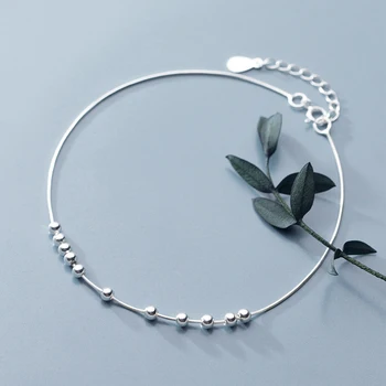 Модианский браслет из настоящего Стерлингового серебра 925 пробы с простыми маленькими шариками Для женщин, модный браслет-цепочка, Ножной браслет, Изысканная Ювелирная Бижутерия