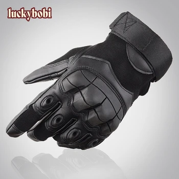 Мотоциклетные перчатки Luckybobi из кожи с сенсорным экраном, Для мотокросса, Для байкеров, Для езды на гоночном автомобиле, Механические Перчатки Мотоциклиста с полным пальцем
