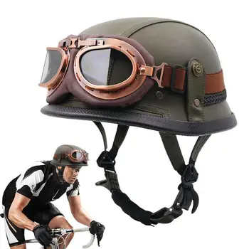 Мотоциклетные шлемы в винтажном немецком стиле, Пилотские шлемы для мотобайков с открытым лицом, Ретро Шлемы для мотокросса, Аксессуары для мотоциклов