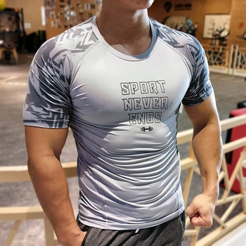 Мужская компрессионная футболка, дышащий футбольный костюм, облегающая спортивная одежда для фитнеса, верховая езда, быстрый сухой бег, спортивная тренировка с коротким рукавом