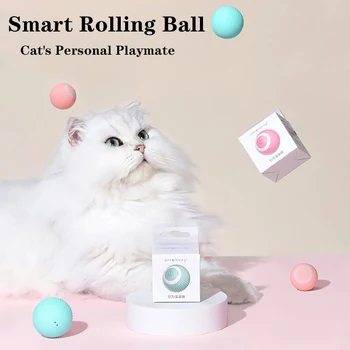 Мяч для игрушек для кошек, Автоматический Катящийся Мяч, Электрические умные игрушки для собак, Интерактивный мяч для дрессировки котенка, Аксессуары для игр с собаками в помещении