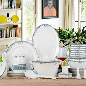 Набор посуды из фарфора с 60 черепами, Цзиндэчжэньская керамика, домашняя китайская бытовая миска и тарелка, набор посуды, миска и тарелка