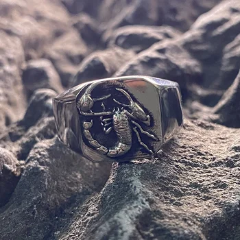 Новое Винтажное кольцо из нержавеющей стали с рисунком Скорпиона в виде животного, панк-готический стиль, Золотисто-стальной цвет, Унисекс, Ретро-мода, Металл оптом