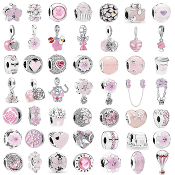 Новый модный шарм Оригинальный Розовый персиковый шар-бабочка из бисера Для Оригинального женского браслета Pandora Jewellery Gift