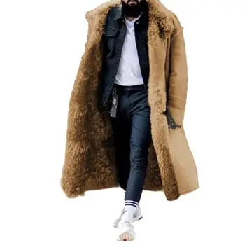 Однотонное осенне-зимнее длинное утолщенное пальто с лацканами из матового бархата, длинные рукава, теплая хлопчатобумажная ткань на подкладке