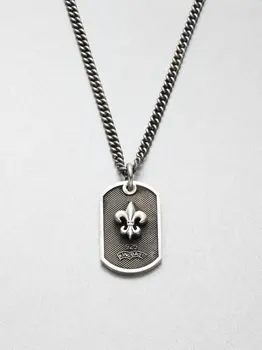 Ожерелье-жетон из стерлингового серебра King Baby Style S925 в виде флер де лис