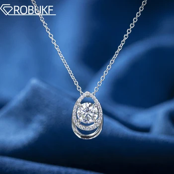 ожерелья с подвеской из Муассанита 6,5 мм, Стерлинговое Серебро 925 пробы, Сверкающие бриллианты круглой огранки, созданные в лаборатории, Свадебные украшения с бриллиантами Для женщин, подарки