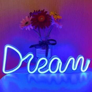 Оптовая продажа, Неоновая вывеска Blue Dream, светодиодная лампа, украшение для детской комнаты, мероприятие, вечеринка, Кафе, подарки, Прямая доставка