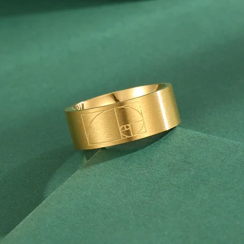 Оригинальное кольцо-браслет из нержавеющей стали Золотого сечения, Кольцо Фибоначчи, Математическое кольцо, Серебряное кольцо-браслет, Обручальное кольцо, учитель математики