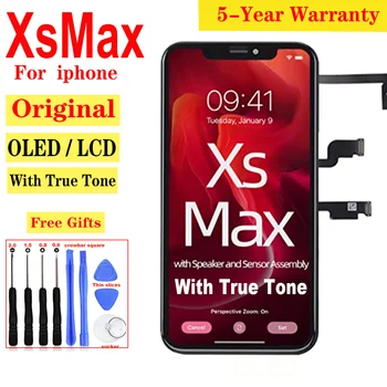 Оригинальный ЖК-дисплей Для iPhone XS MAX OLED-дисплей С 3D Сенсорным Дигитайзером В Сборе Без Замены Битых Пикселей + Подарки