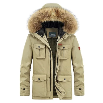 Плюс Размер 8XL, зимняя куртка, Мужская флисовая утепленная Длинная куртка с мехом и несколькими карманами, с капюшоном, военные, тактические, теплые уличные пальто, мужские